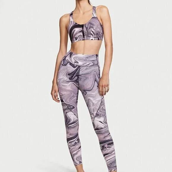 Victoria's Secret Multicolored Marbled Print Athletic Leggings Size Medium - Picture 1 of 9